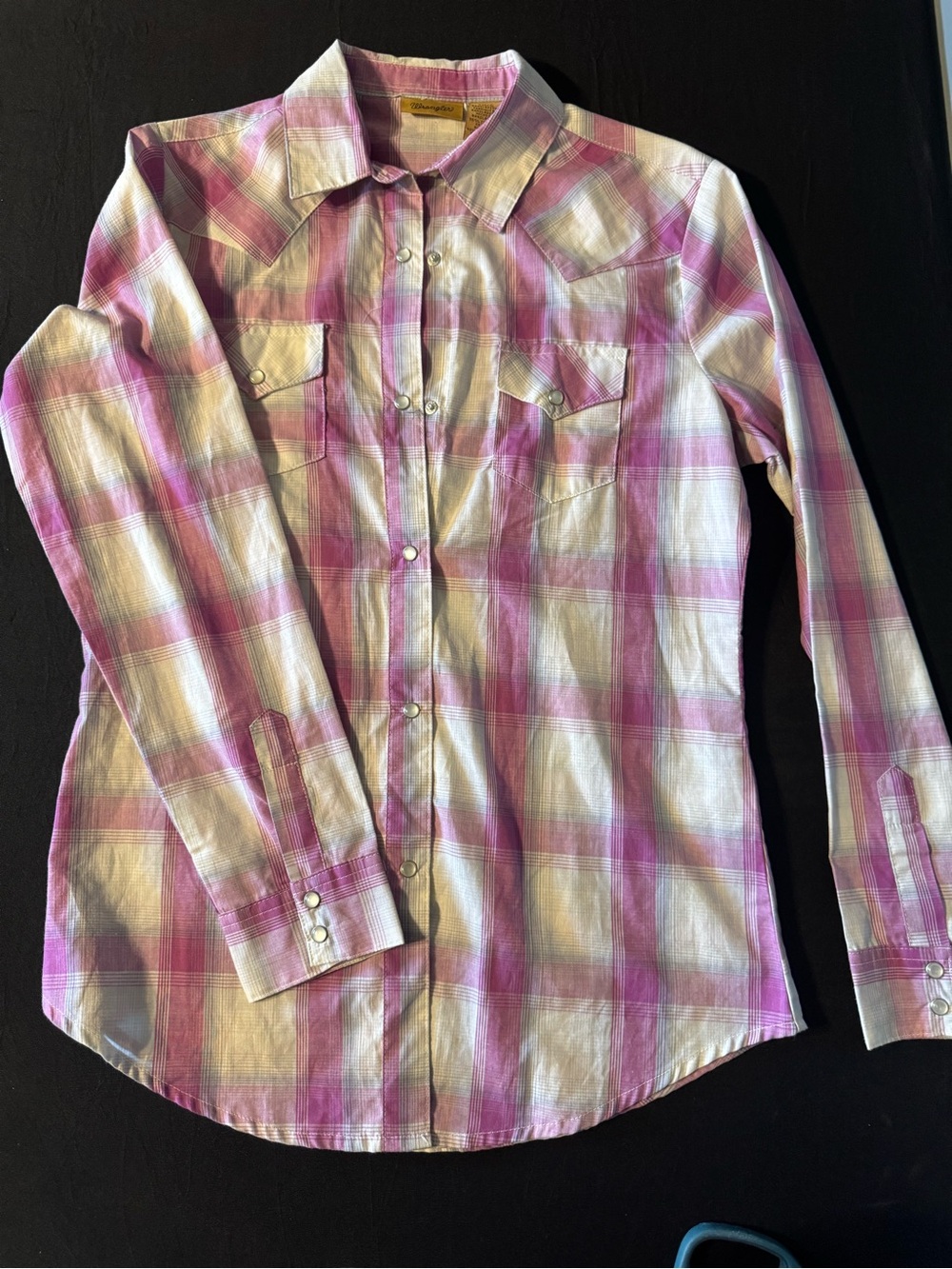 Wrangler Pink & White Plaid Button-Down Shirt